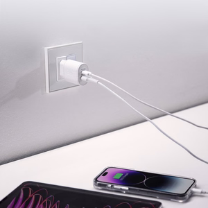 SBS TETRPD20W 20W USB-A USB-C sienas lādētājs ar Power Delivery - balts