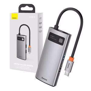 Centrmezgls 4in1 Baseus Metal Gleam Series, USB-C uz USB 3.0 + USB 2.0 + HDMI + USB-C PD
