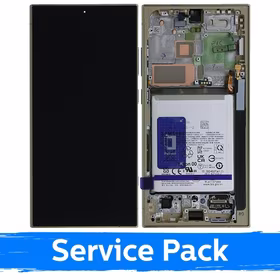 LCD displejs saderīgs ar Samsung S928 S24 Ultra ar rāmi / Titanium Yellow / (Service Pack) +AR AKUMULATORU