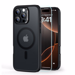 ESR Classic Hybrid Halolock MagSafe apvalks komplekts + rūdītais stikls iPhone 16 Pro Max - daļēji caurspīdīgs ar melnu rāmi
