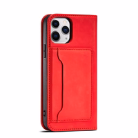 Magnētiskais karšu apvalks iPhone 12 Pro Max maciņš karšu maks karšu turētājs sarkans