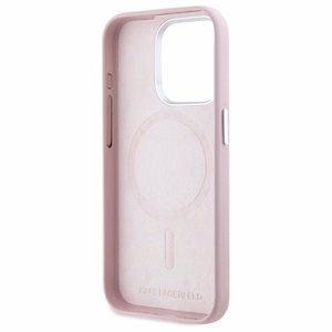 Karl Lagerfeld FW Metal Plate magnētiskais viedtālruņa apvalks iPhone 15 Pro - rozā