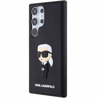 Karl Lagerfeld 3D gumijas Ikonik viedtālruņa apvalks Samsung Galaxy S24 Ultra - melns