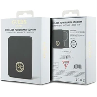 Guess Magnētiskā 4G Strassed Metāla Logotips indukcijas portatīvais lādētājs 15W 5000mAh - melna