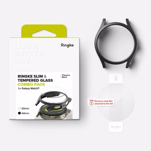 Ringke Slim un rūdītā stikla apvalks + stikla komplekts Samsung Galaxy Watch 7 44mm - melns