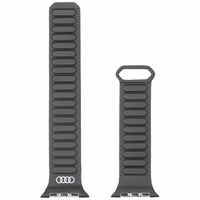 Siksniņa Audi Logo Synthetic Leather Magnetic Ring priekš Apple Watch 44/45/46/49mm melns