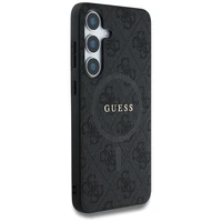 Guess Ādas 4G Krāsains Gredzens Klasiskais Logotips Magnētiskais Viedtālruņa apvalks Samsung Galaxy S25 Plus melna