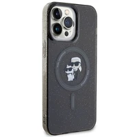 Karl Lagerfeld Karl&Choupette Mirdzošs Magnētiskais viedtālruņa apvalks iPhone 15 Pro Max - melna