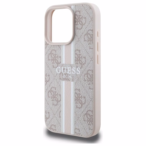 Guess 4G drukātās svītras magnētiskais viedtālruņa apvalks iPhone 16 Pro Max - rozā