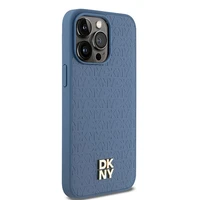 DKNY Ādas monogrammas raksta metāla logotips Magnētiskais viedtālruņa apvalks iPhone 15 Pro Max - zils
