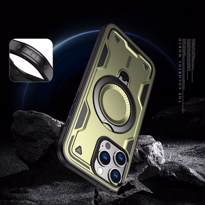 Hybrid Armor Trendy viedtālruņa apvalks ar MagSafe iPhone 16 Pro - zaļš