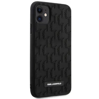 Karl Lagerfeld KLHCN61RUPKLPK iPhone 11 / Xr 6.1" cietais apvalks melns/melns 3D monogramma