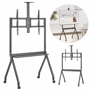 Maclean TV stand / cart, camera shelf, on casters, 55-100", max load 120kg/10kg shelf, max. VESA 900x600, melns, MC-114 B