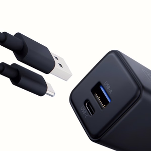 Melns 3mk Hyper GaN tīkla lādētājs, 20 W, QC4+/PD/PPS, USB 1A1C, ES