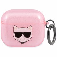 Karl Lagerfeld Glitter Choupette AirPods apvalks 3 - rozā