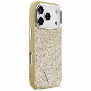 Guess Mirdzošs Trīsstūra Logotips Magnētiskais viedtālruņa apvalks iPhone 17 Pro zelta