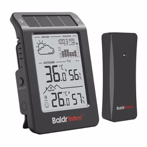 BALDRTHERM B0596WT2H2P-V1 ar saules enerģiju darbināma meteoroloģiskā stacija, melna