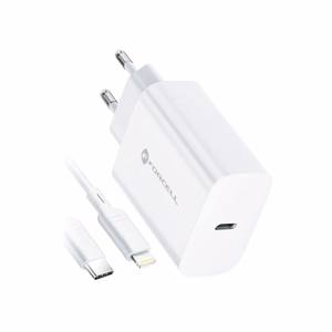 Зарядное устройство Forcell F-Energy USB C QC4.0 PD 3A 20W + кабель USB C - Lightning TFK-TC-20WPD белое