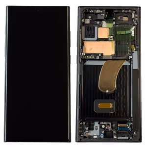 LCD ekrāns Samsung S918 S23 Ultra 5G ar skārienjūtīgo ekrānu un rāmi Phantom melns OLED (īstais izmērs)