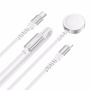 Bezvadu lādētājs Hoco 2in1 USB C uz Apple Watch + Lightning kabelis PD QC 3A 1,2 m CW54 balts