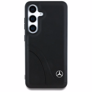 Mercedes Ādas Izliekuma šuves apvalks Samsung Galaxy S25 - melns