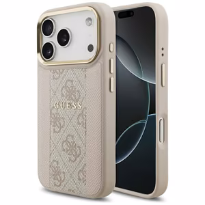 Guess чехол для iPhone 17 Pro совместимый с MagSafe GUHMP17LPG4SEMCP (PU W/ 4G PU Stripe) розовый