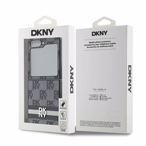 DKNY Checkered Pattern Printed Stripes Viedtālruņa apvalks Samsung Galaxy Z Flip 6 - melns