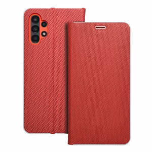 Viedtālruņa apvalks LUNA Book Carbon priekš SAMSUNG A13 4G sarkans