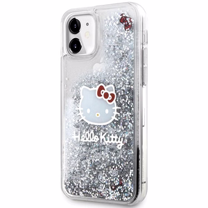 Hello Kitty šķidruma spīguļu piekariņa kaķa galvas viedtālruņa apvalks iPhone 11 / Xr - sudraba
