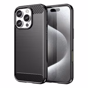 Carbon viedtālruņa apvalks iPhone 16 Pro Max silikona apvalks - melns