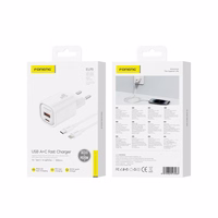 FONENG sienas lādētājs EU70 PD 20W 1xUSB-C + 1xUSB QC3.0 + kabelis USB-C - Lightning balts