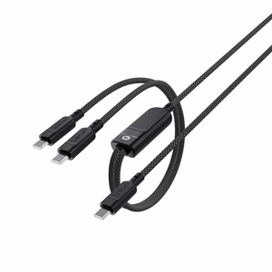 Acefast C5 USB-C - USB-C / USB-C 2in1 100W 480Mb/s kabelis - melns