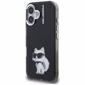 Karl Lagerfeld IML Aquarelle Choupette & Logo iPhone 16 macins - melns