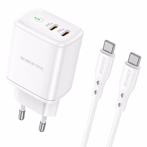 Charger Borofone BN9 35W 2xUSB-C + USB-C to USB-C cable 1.0m white