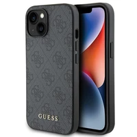 Guess 4G Metal Gold Logo viedtālruņa apvalks iPhone 15 - pelēka