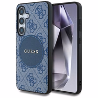 Viedtālruņa apvalks Guess 4G Round Patch Classic Logo MagSafe Samsung Galaxy S25 Plus zils