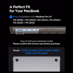 Spigen AirSkin aizsargapvalks MacBook Pro 14" 2021 / 2023 / 2024 / 2025 / 2026 – daļēji caurspīdīgs