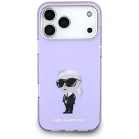 Karl Lagerfeld IML akvareļu Karl & Choupette un logotipa magnētiskais viedtālruņa apvalks iPhone 17 Pro Max - violets