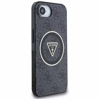 Guess IML Metal Glitter 4G Circle Triangle magnētiskais viedtālruņa apvalks iPhone 16e - melns