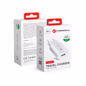 FORCELL F-ENERGY TFK-TC-1099 ceļojumu lādētājs USB A QC3.0 2,4A 18W balts