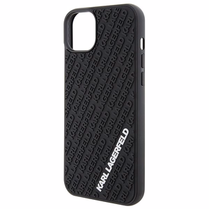 Karl Lagerfeld 3D gumijas daudzveidīgs logotips viedtālruņa apvalks iPhone 15 Plus - melns
