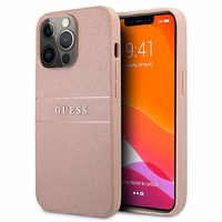 Guess GUHCP13XPSASBPI iPhone 13 Pro Max 6.7 rozā ciets apvalks Saffiano Stripe