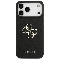 Guess Graudains Liels 4G un Klasiskais Logotips viedtālruņa apvalks iPhone 17 Pro Max - melns