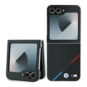 BMW Carbon Tricolor viedtālruņa apvalks Samsung Galaxy Z Flip 6 - melns