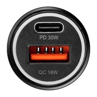 BLUE STAR automašīnas lādētājs 3A 30W Type C + USB A + kabelis Type C uz Type C PD QC3.0 AFC PPS melns