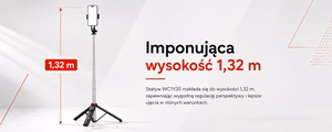 Wozinsky selfiju nūja WC1Y3S teleskopisks statīvs 1.3m ar telefona turētāju - melna