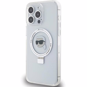 Karl Lagerfeld KLHMP15LHMRSKHH iPhone 15 Pro 6.1" balts/balts cietais apvalks ar gredzena statīvu Karl Head Magnētiskais
