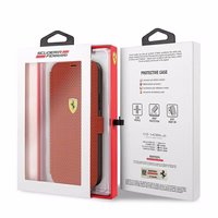 Ferrari FESPEFLBKP12SRE iPhone 12 mini 5.4" sarkans grāmatas tipa vāciņš On Track perforēts