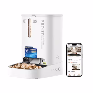 Petkit YumShare Dual-Hopper 2 – 5 L dual-hopper automatic feeder with camera, ABS and 304 stainless steel, white