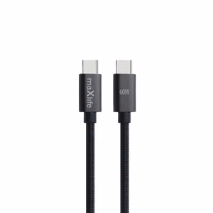 Maxlife MXUC-12 kabelis USB-C - USB-C 1,0 m 60W melns